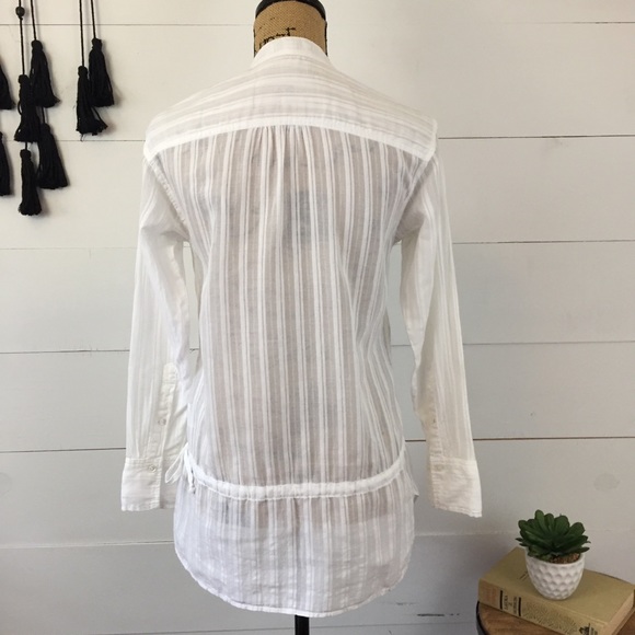 VINCE sheer white cinch waist tunic top XS - Picture 3 of 8